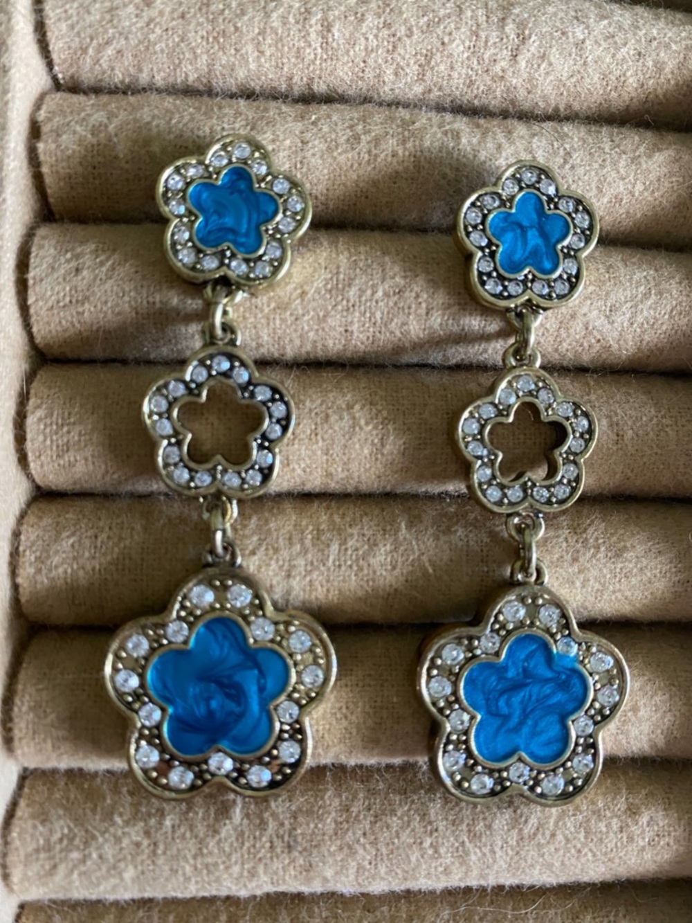 Heidi Daus Blue Floral Crystal Drop Earrings